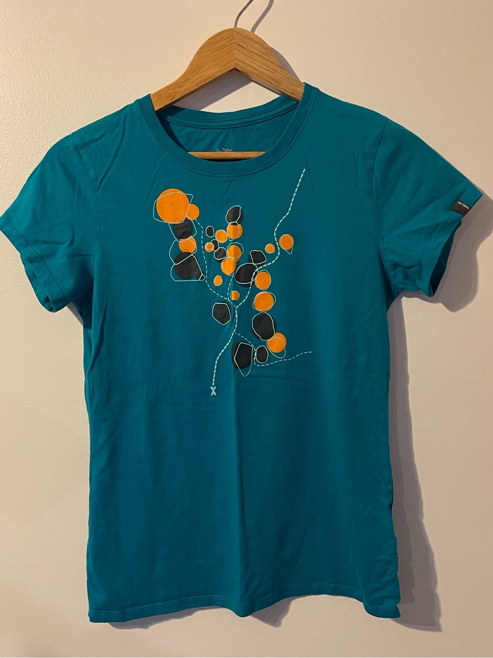 Arc'teryx Teal Blue Graphic Short Sleeve Climbing Wall T-Shirt Medium